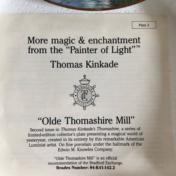 Thomas Kinkade’s “Olde Thomashire Mill” Plate - Picture 6 of 6